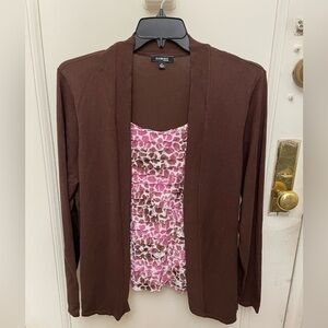 Elementz Brown Animal Print Cardigan Sweater Size 2X
